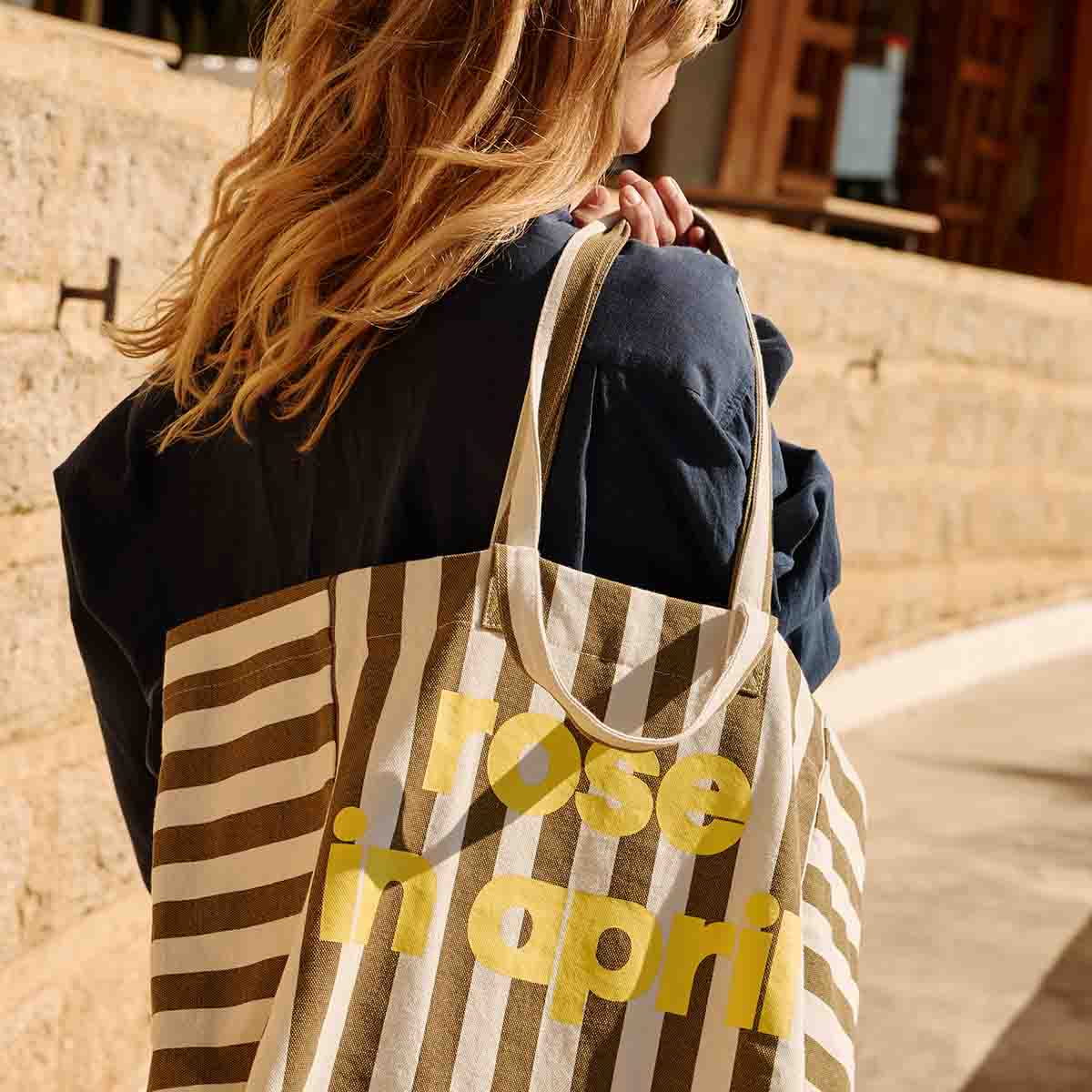 Tote bag - Elisa Stripes Olive / Greige - Limited edition 