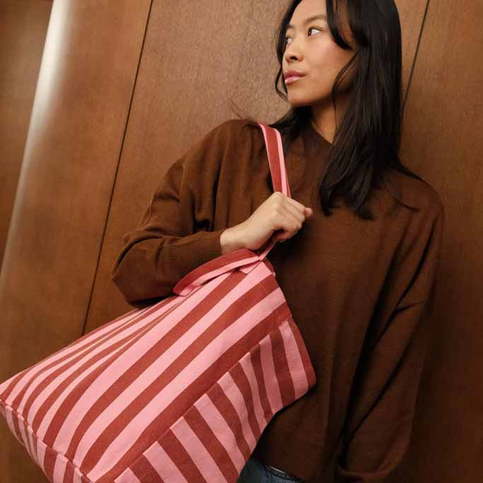 Sac cabas - Elisa Rayures Brick / Pink