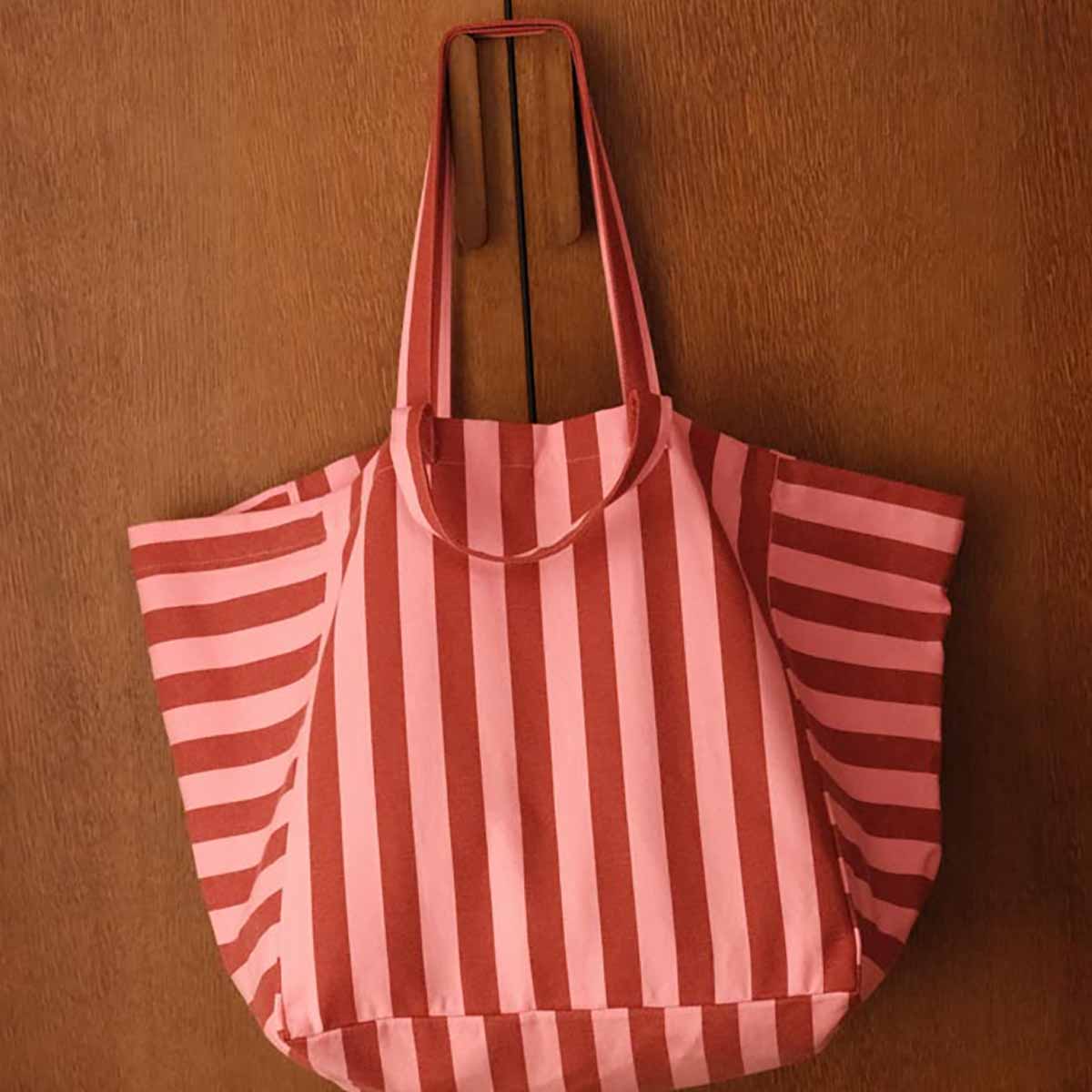 Sac cabas - Elisa Rayures Brick / Pink