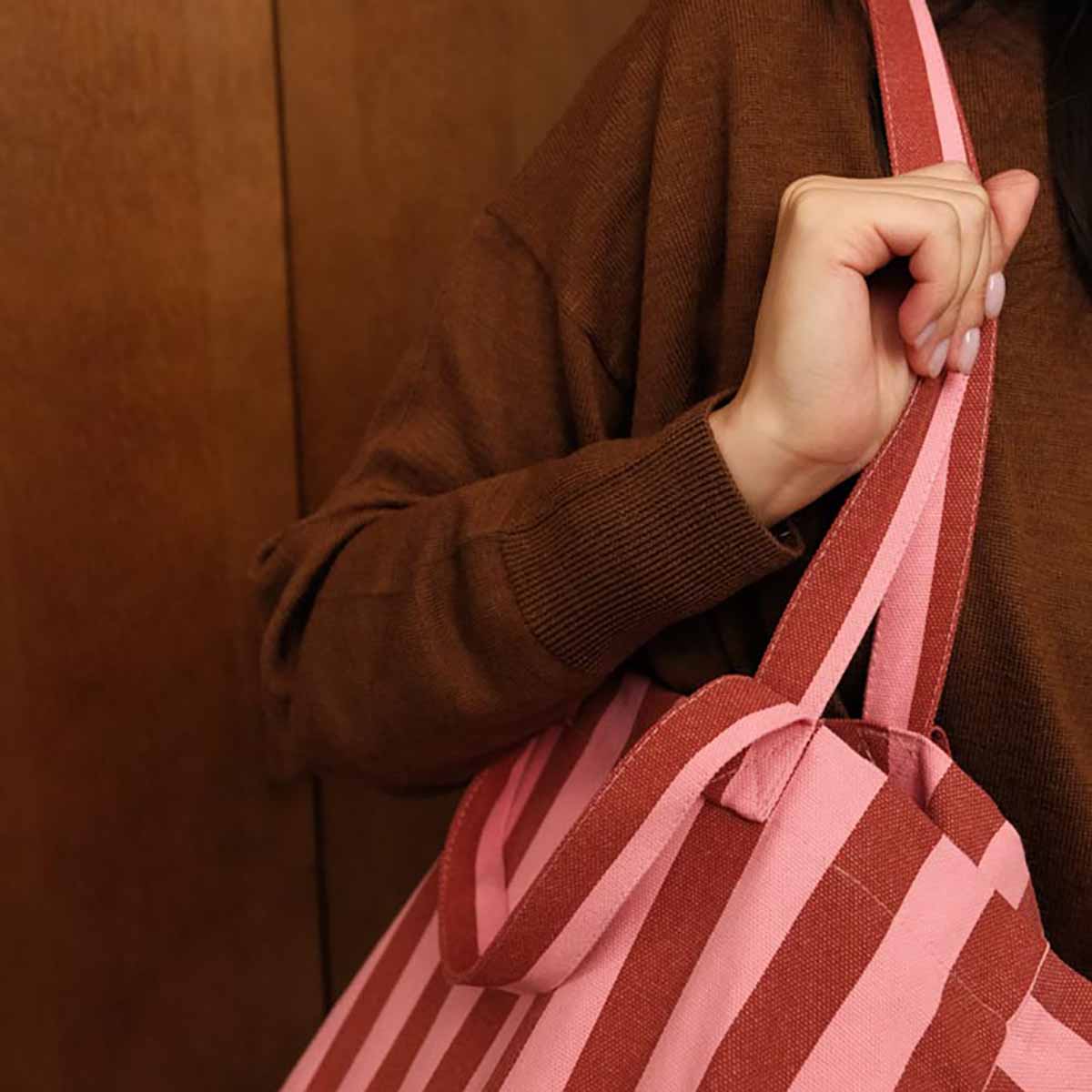 Sac cabas - Elisa Rayures Brick / Pink