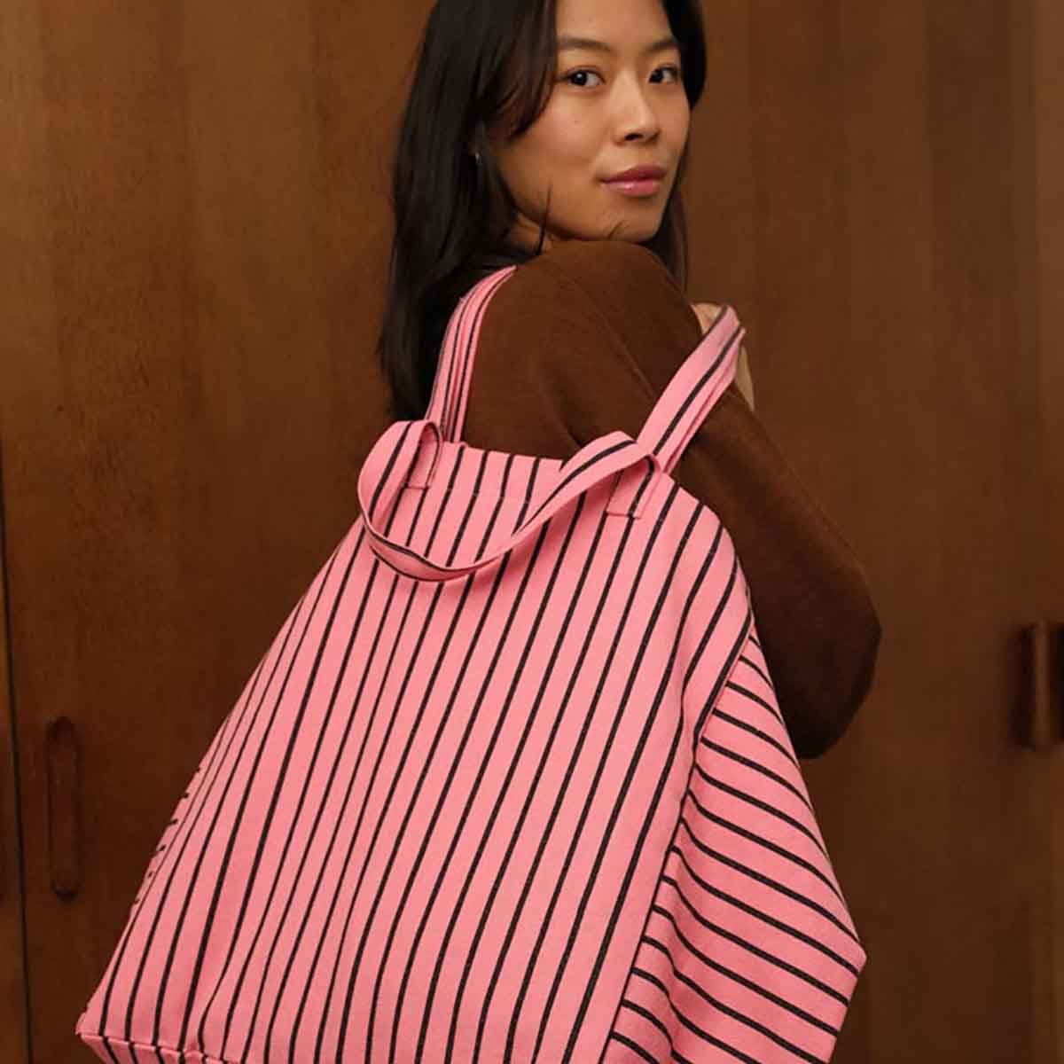 Sac cabas - Elisa Rayures Tennis Funky pink