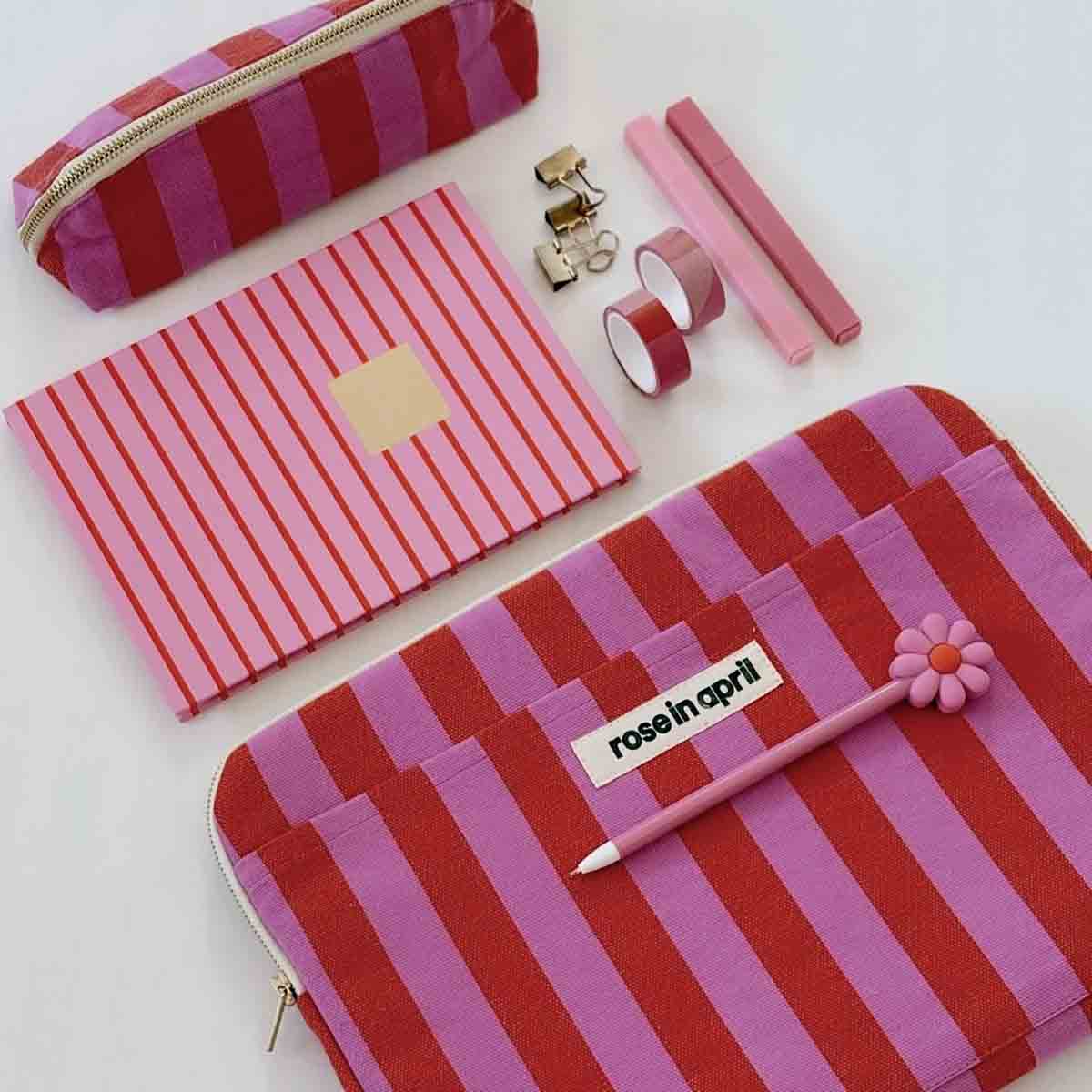 Pencil case - Gaston Orchid / Red Stripes 