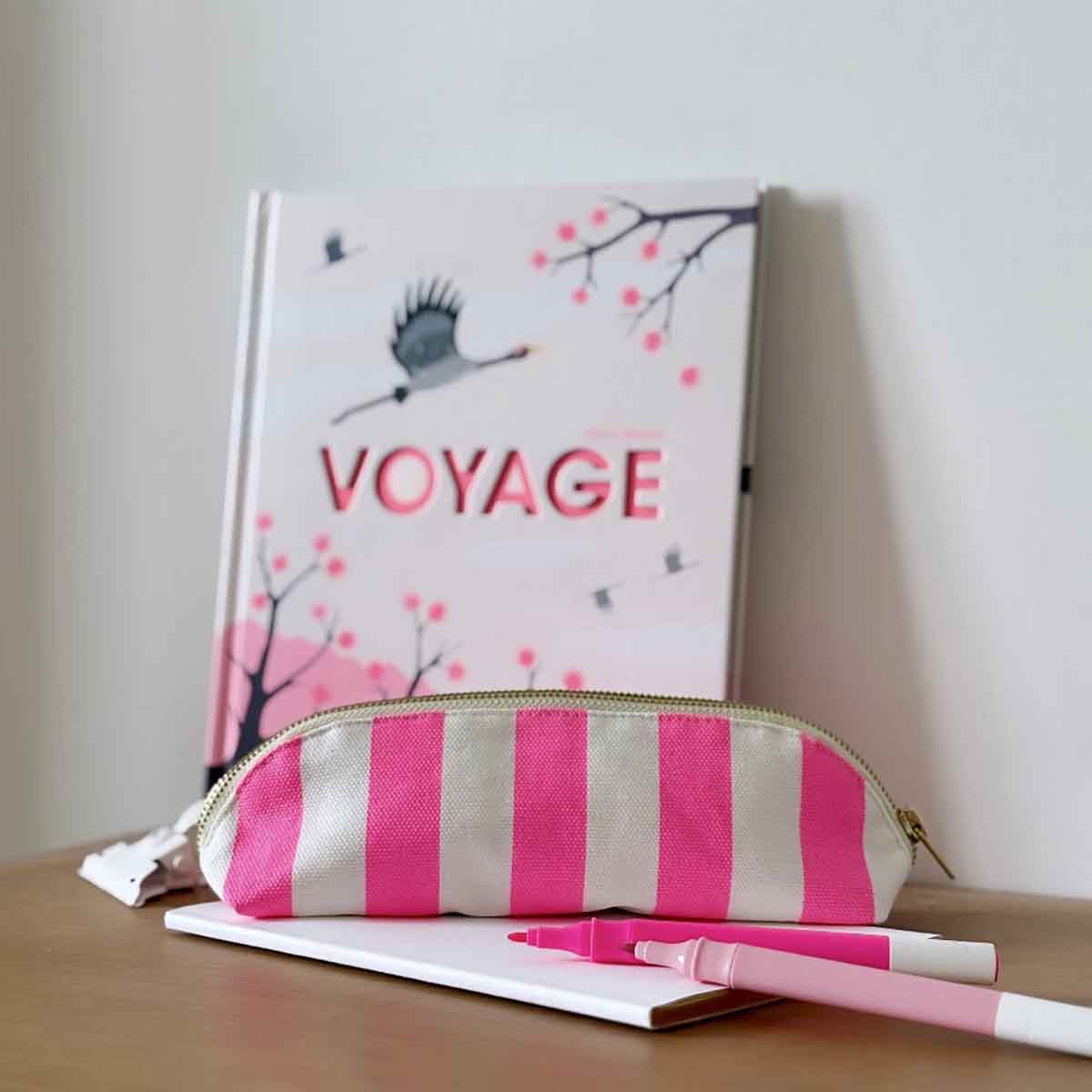 Trousse - Gaston Rayures Rose fluo