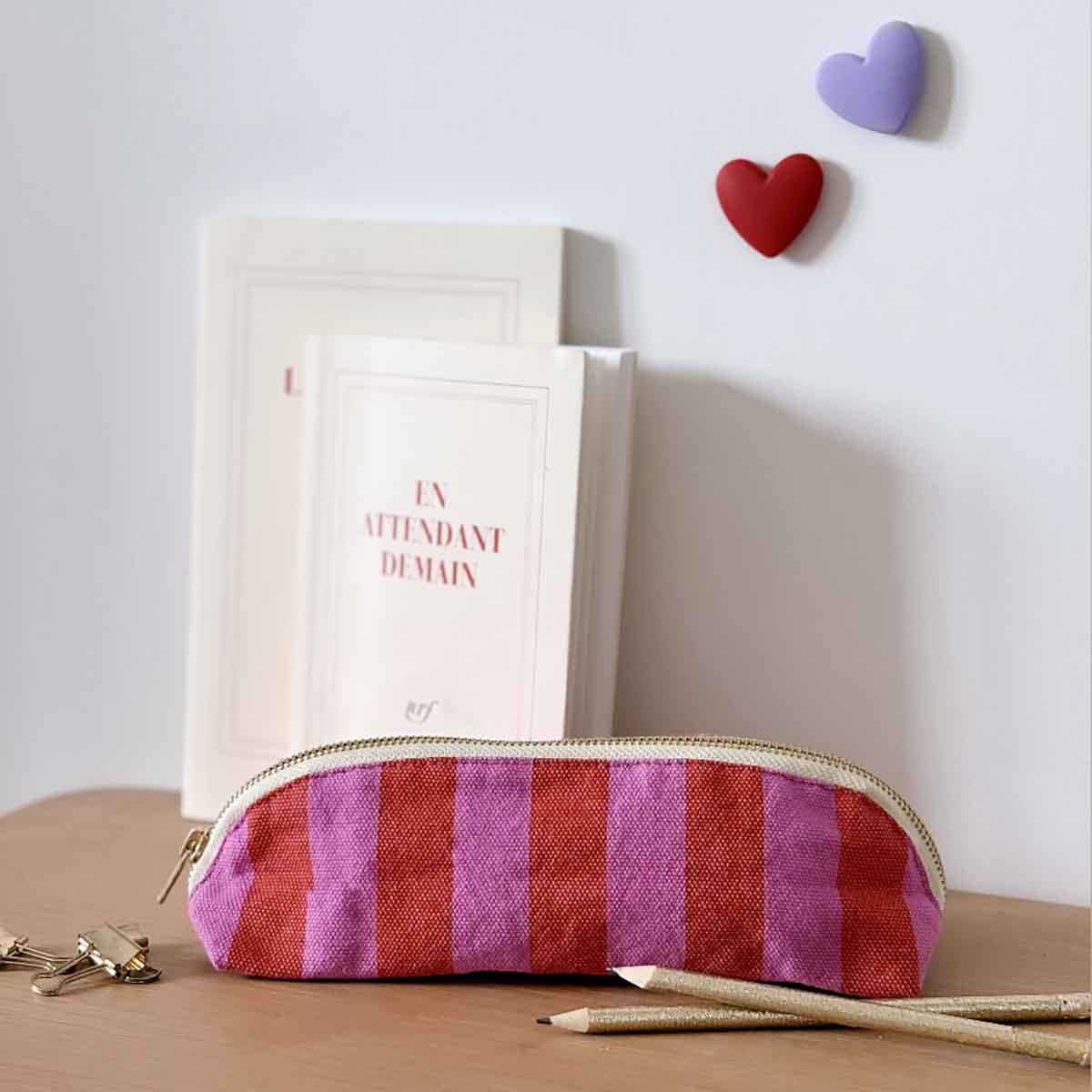 Pencil case - Gaston Orchid / Red Stripes 