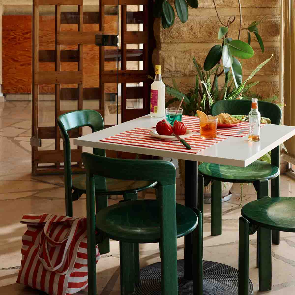 Sac cabas - Elisabeth Rayures Greige / Tomato