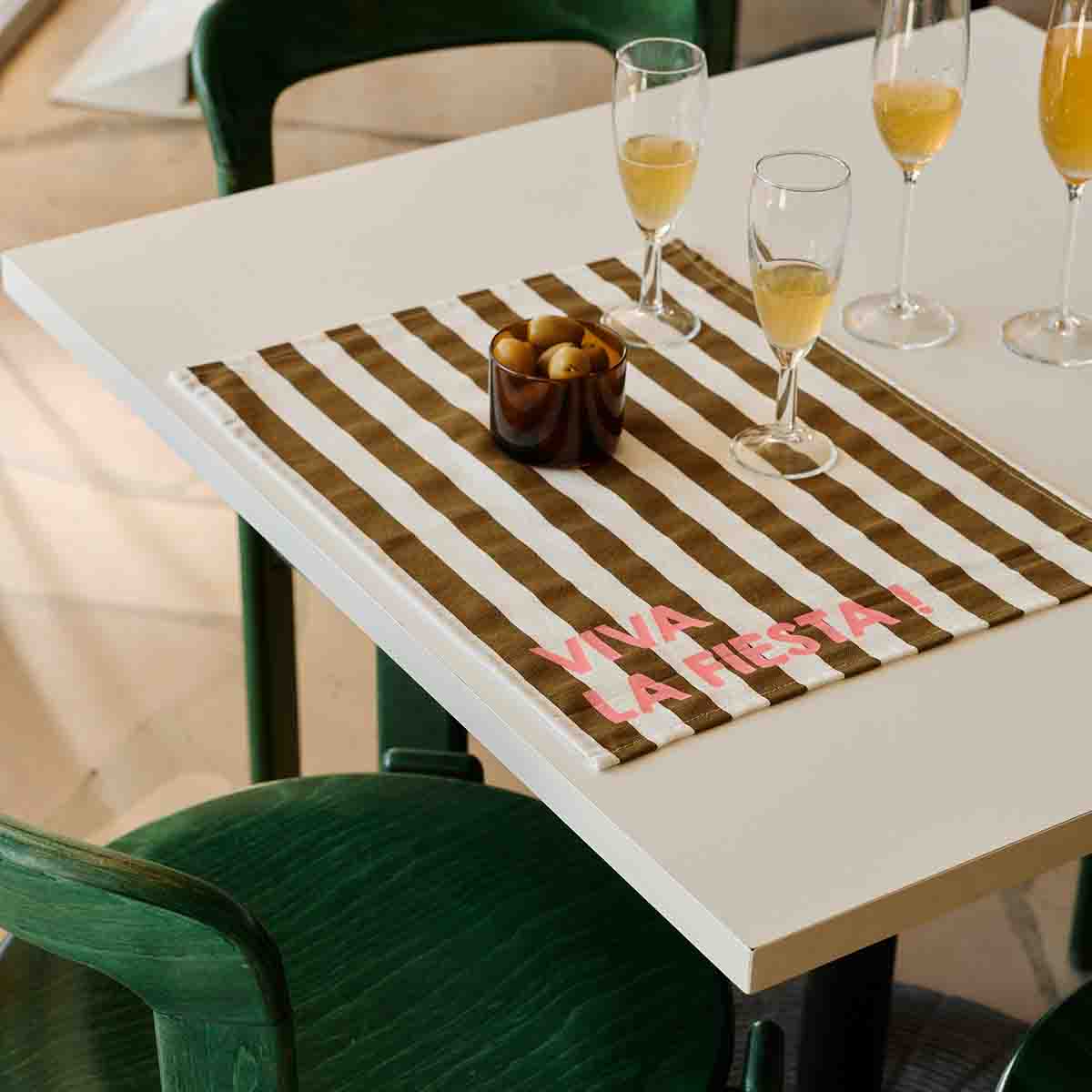 Pack of 2 placemats - Jeannette Stripes Olive Viva la festia