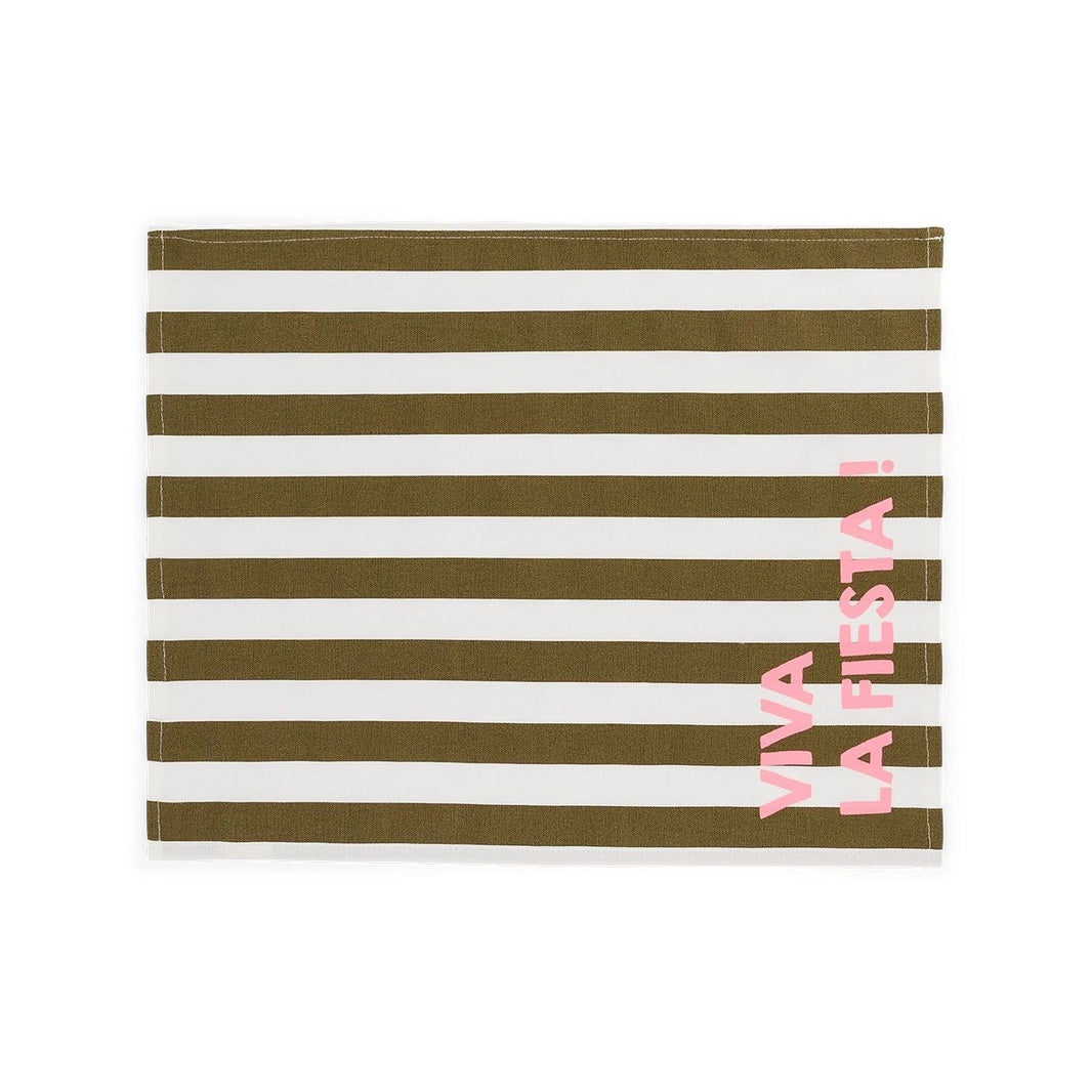 Lot de 2 sets de table - Jeannette Rayures Olive Viva la festia