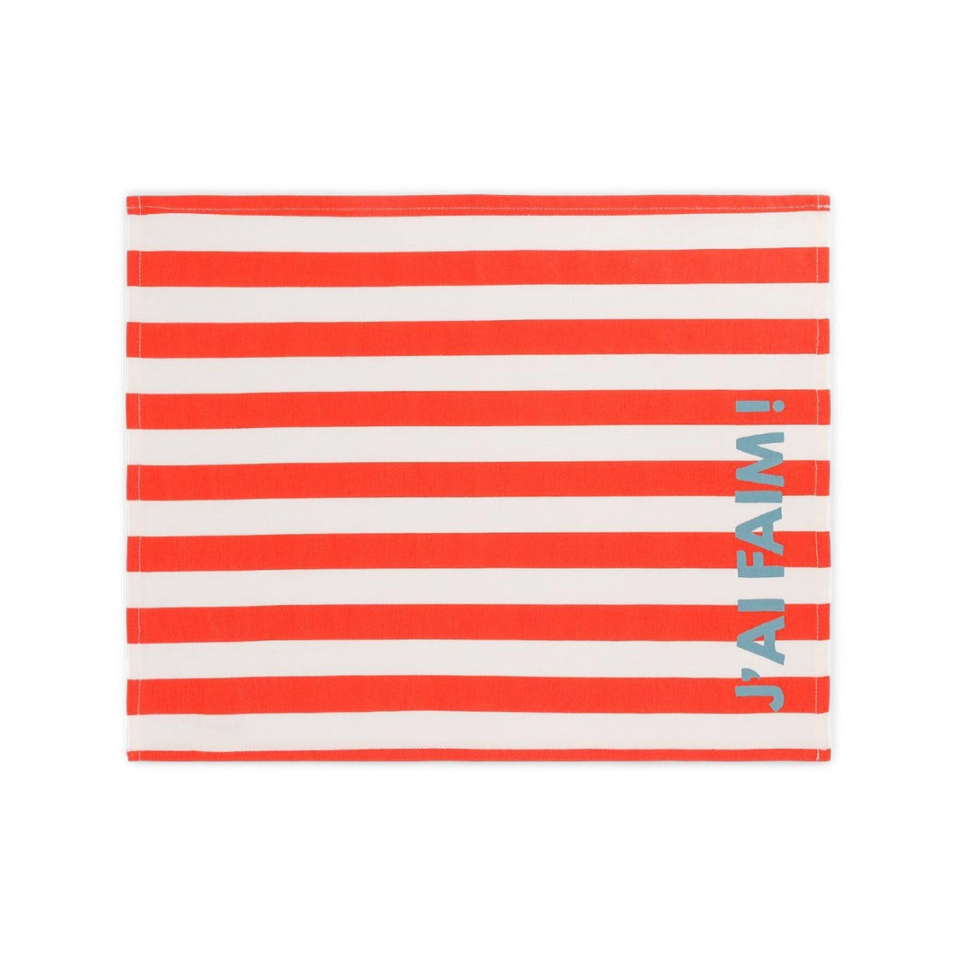 Lot de 2 sets de table - Jeannette Rayures Cerise J'ai faim