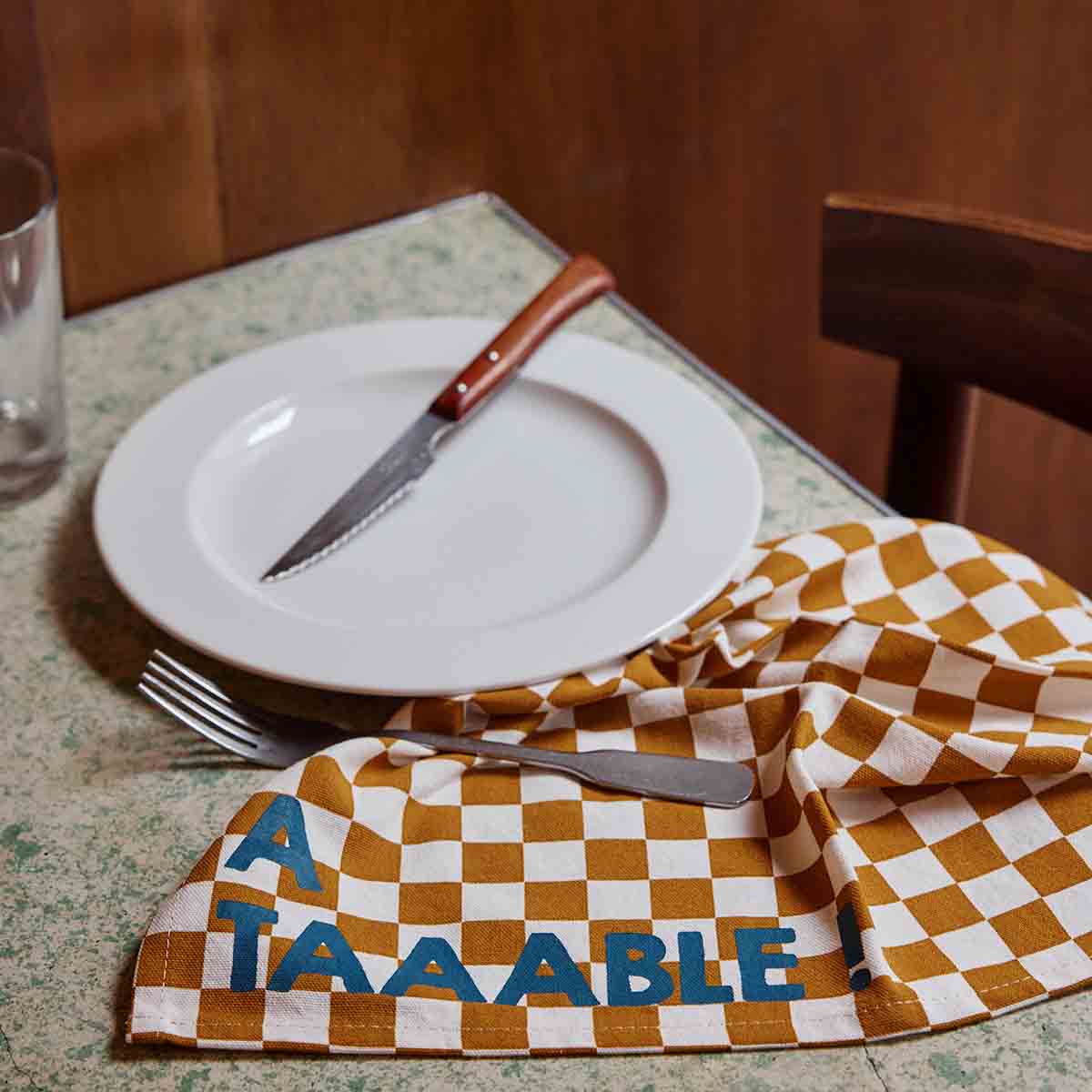 Pack of 2 napkins - Josephine Checkerboard Caramel A taaable !