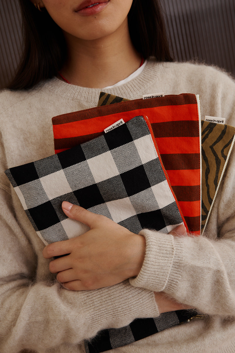 Pochette - Lili Rayures Marron / Rouge