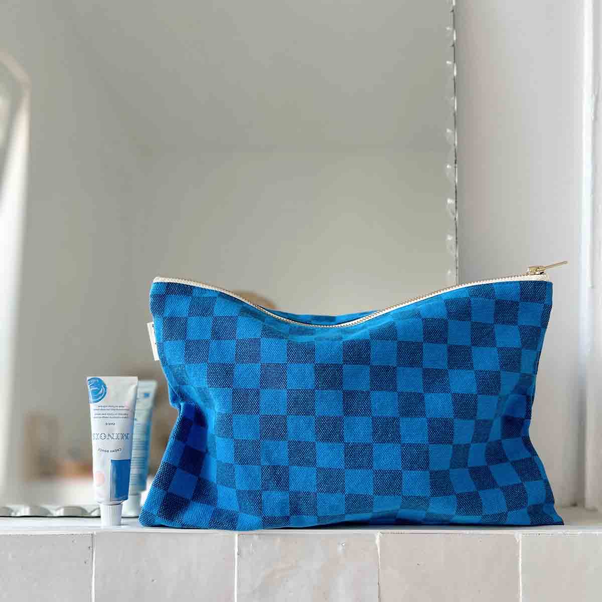 Pouch - Lili Checkerboard Greek blue / Navy blue