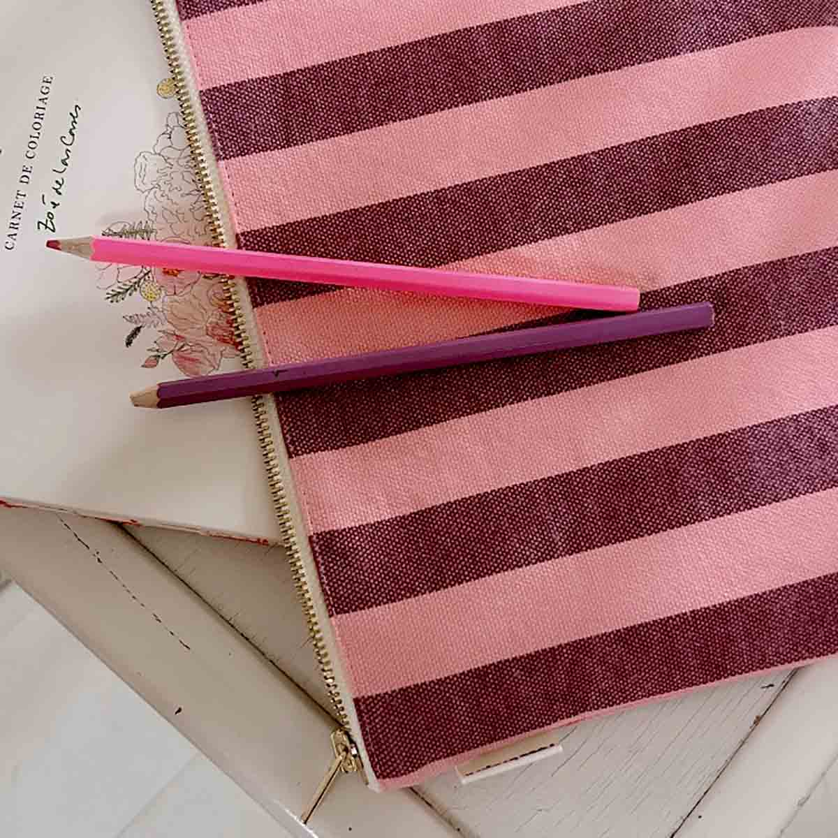 Pochette - Lili Rayures Bordeaux / Pink flamingo