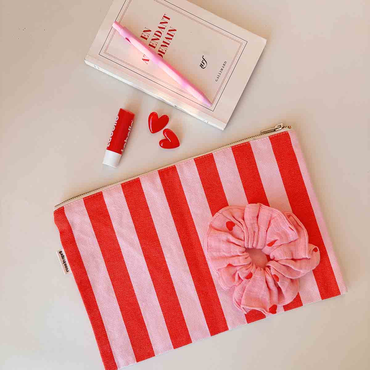 Pochette - Lili Rayures Candy pink / Rouge
