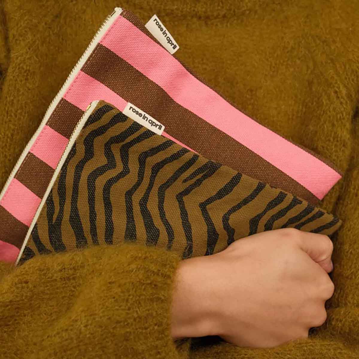 Pochette - Lili Rayures Funky pink / Olive