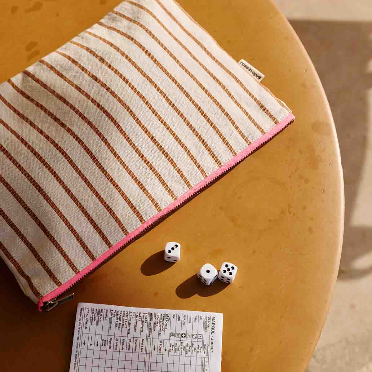 Pouch - Lili Pecan / GreigeTennis Stripes