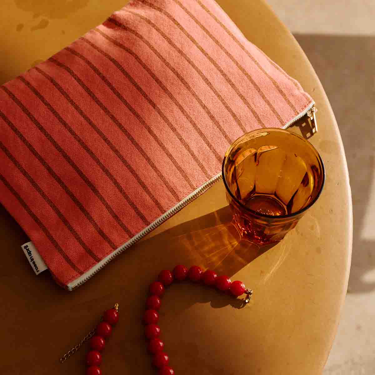 Pouch - Lili Pecan / Corail Tennis Stripes