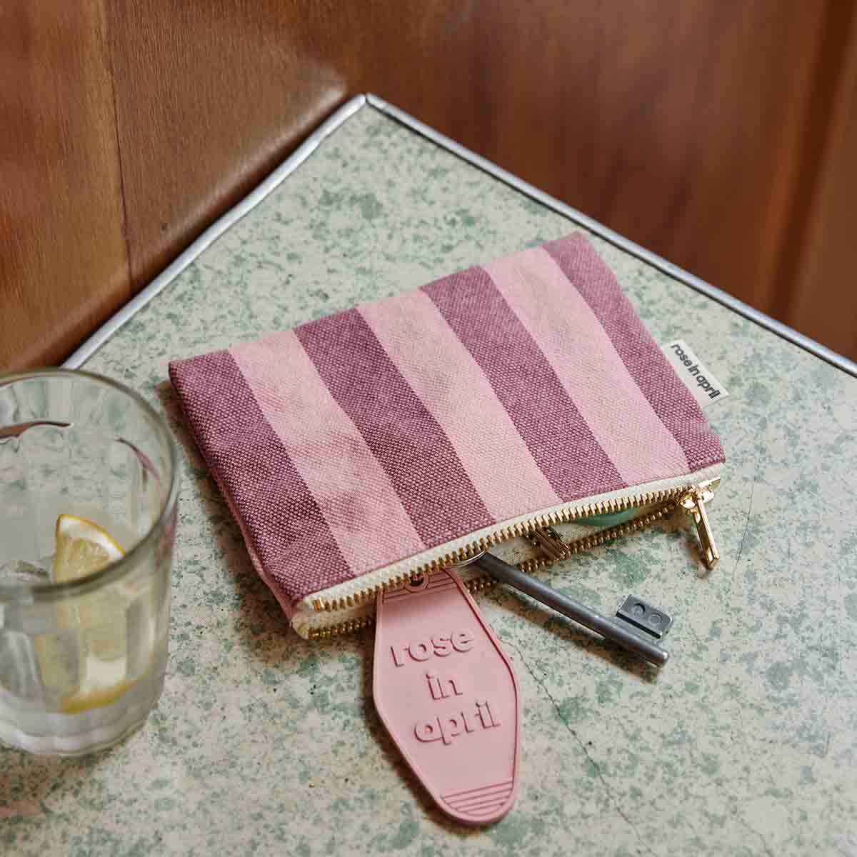 Purse - Marie Burgundy / Pink flamingo Stripes