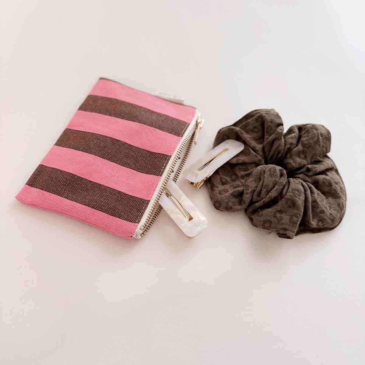 Porte-monnaie - Marie Rayures Funky pink / Olive