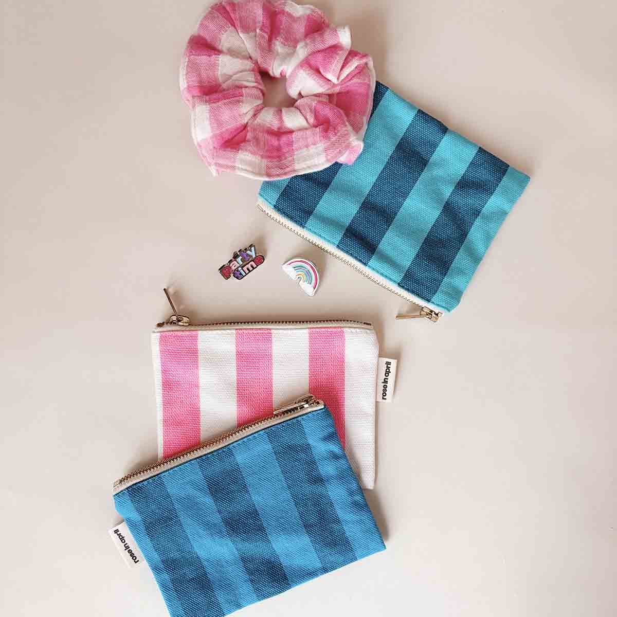 Porte-monnaie - Marie Rayures Rose fluo