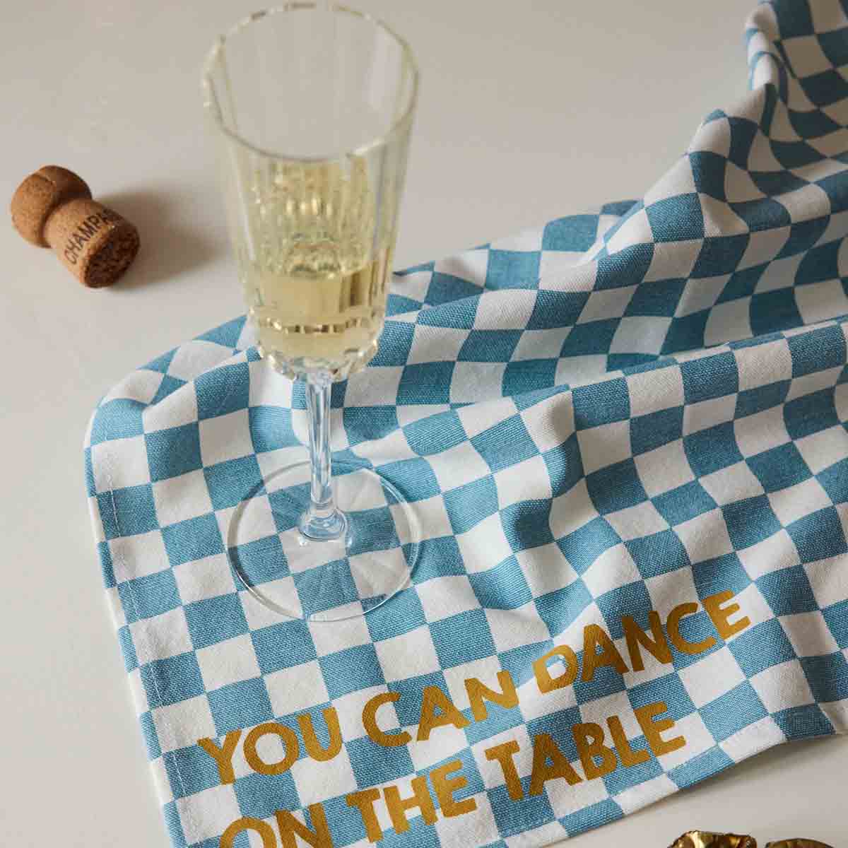 Lot de 2 serviettes - Josephine Damier Bleu You can dance on the table moutarde