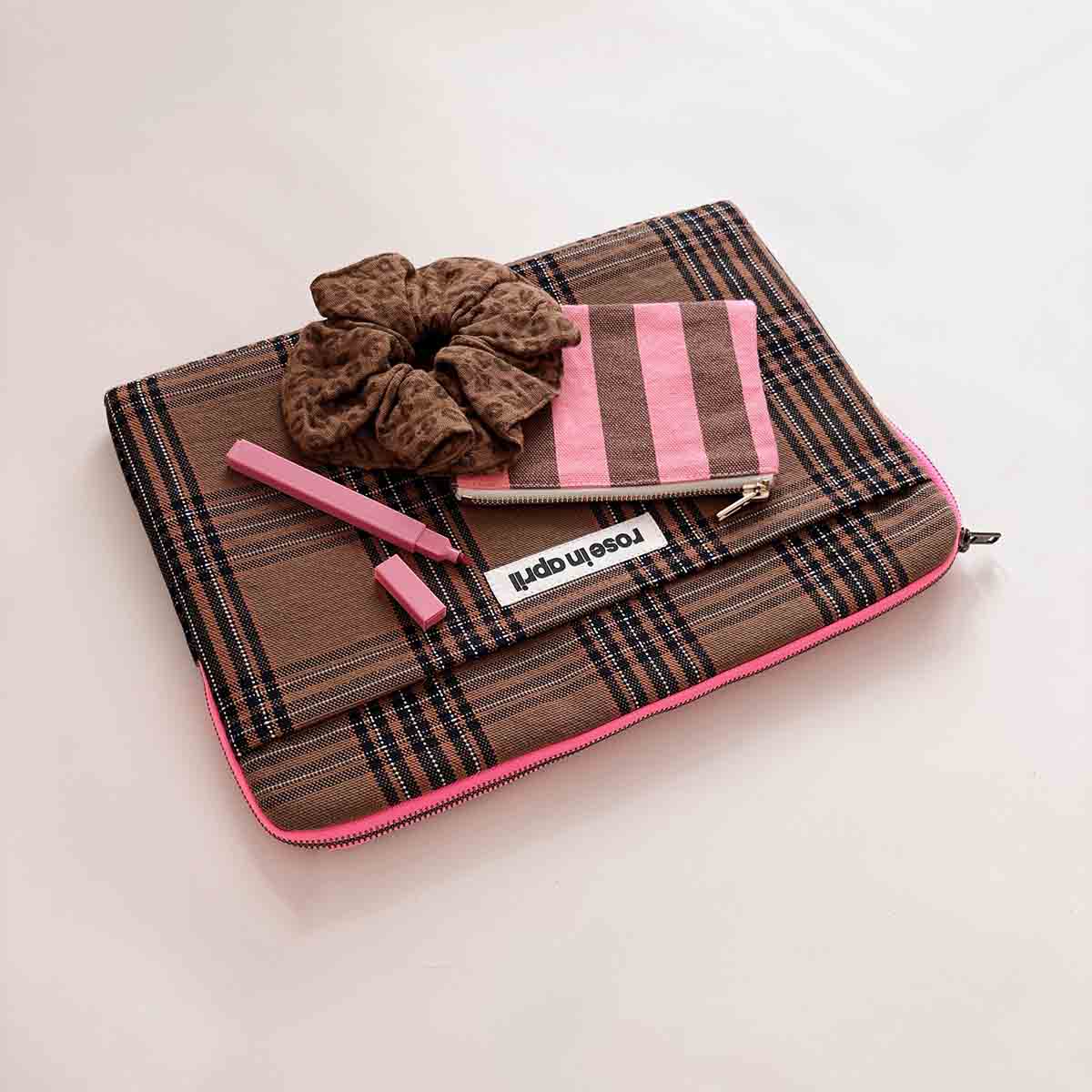 Porte-monnaie - Marie Rayures Funky pink / Olive