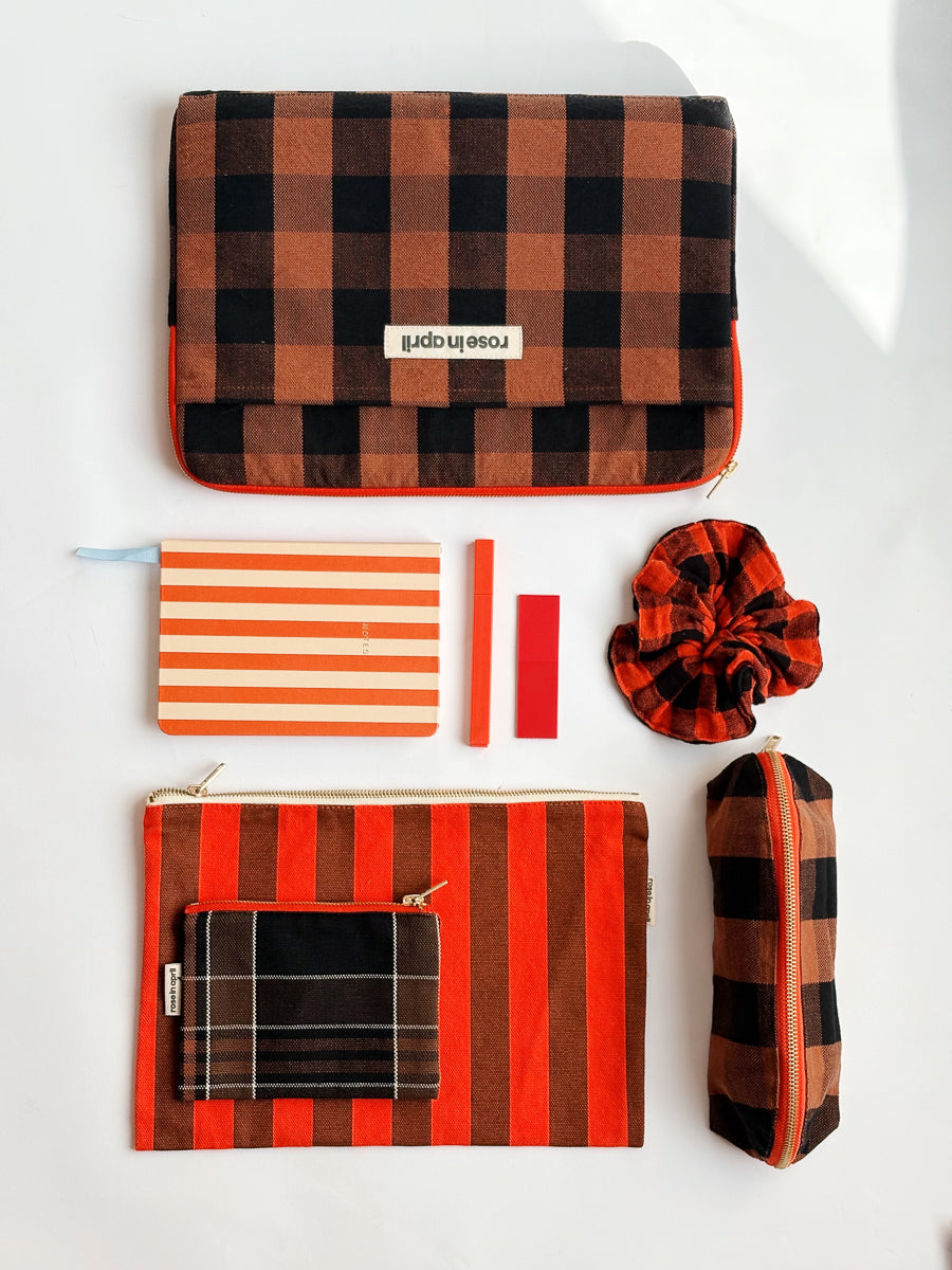 Pochette - Lili Rayures Marron / Rouge