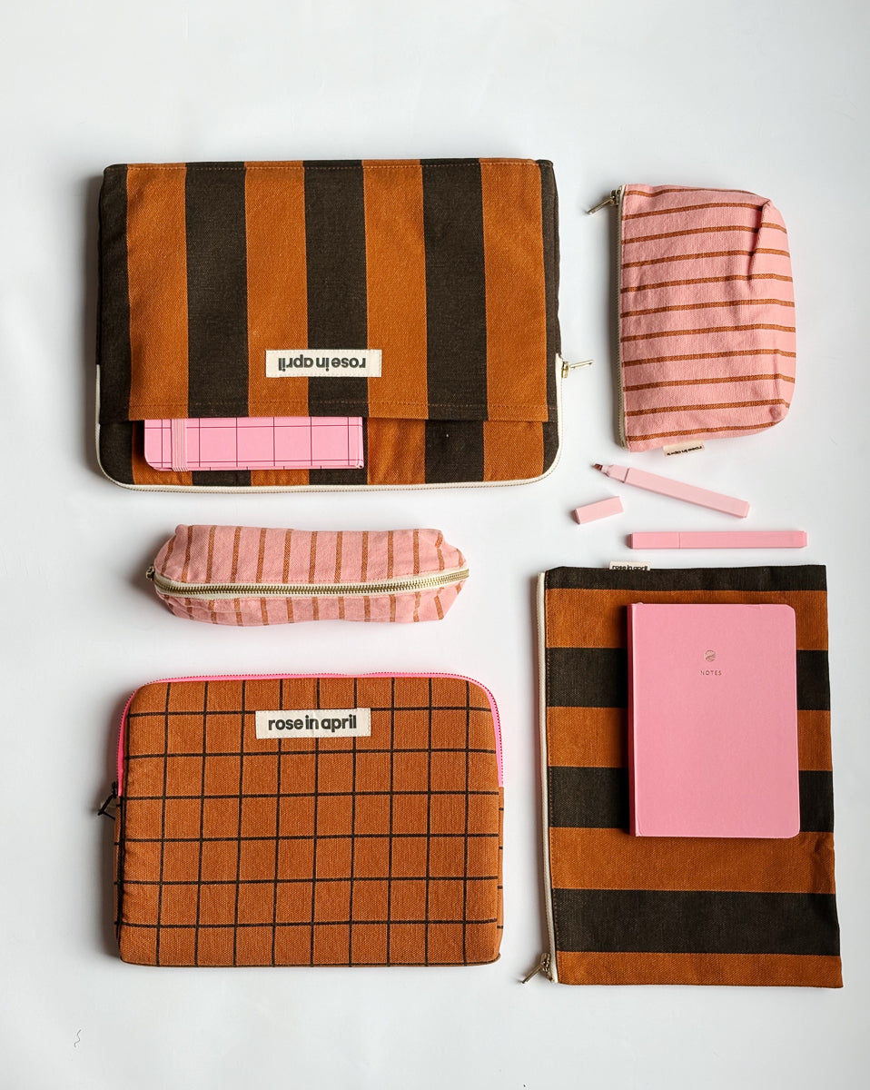 Trousse - Sofia Rayures Tennis Pecan / Strawberry
