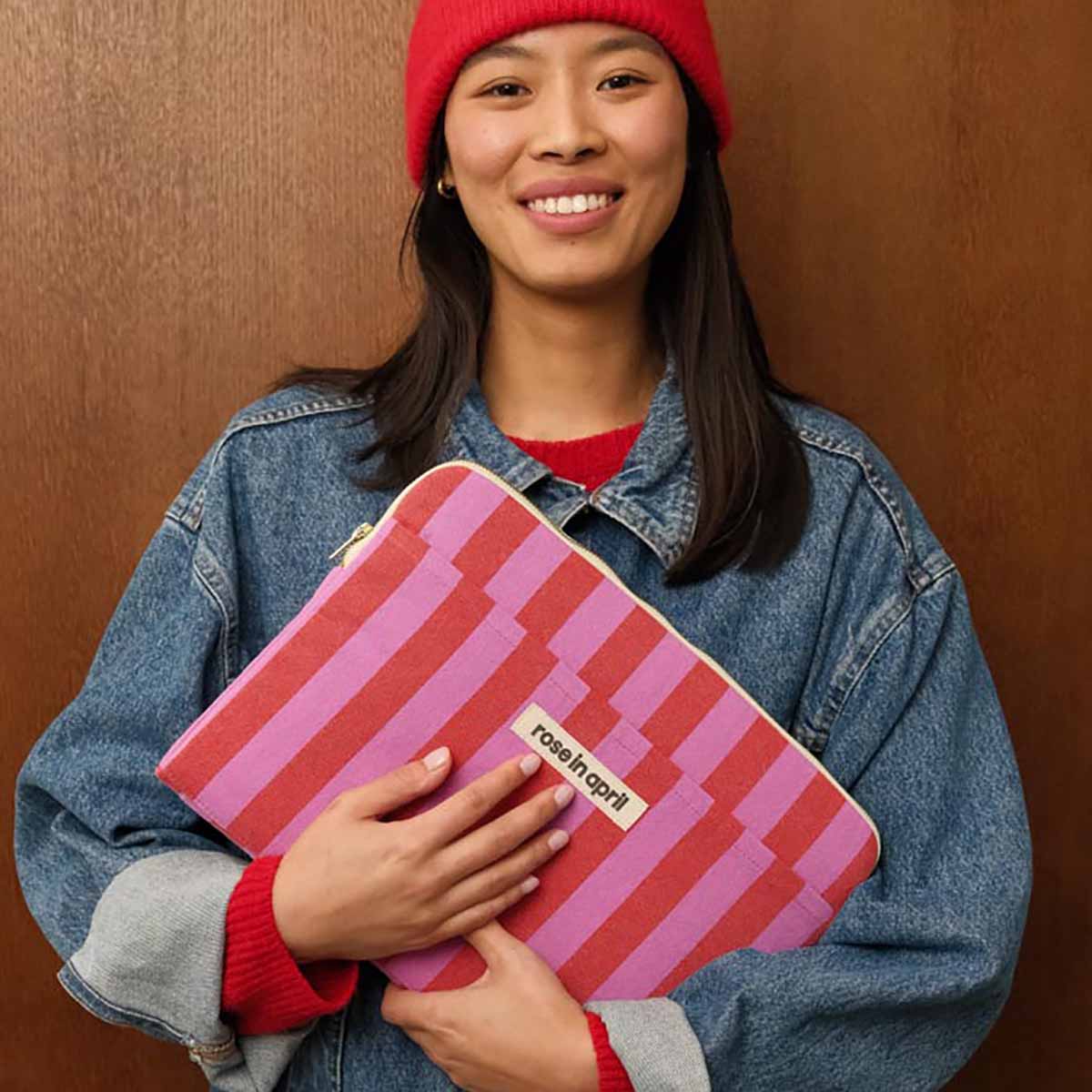 Housse d'ordinateur 13&14" - Octave Rayures Orchidée / Rouge