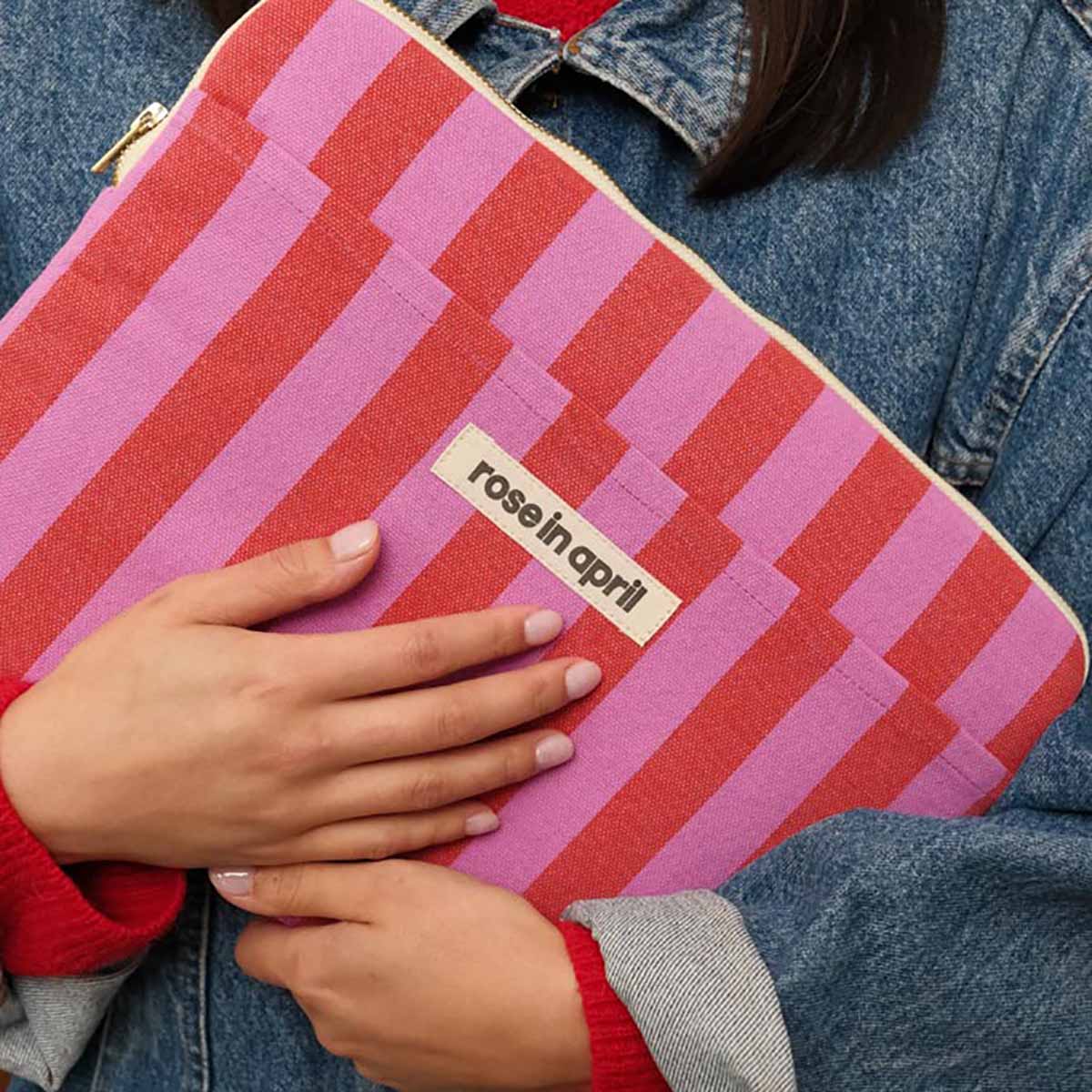 Housse d'ordinateur 13&14" - Octave Rayures Orchidée / Rouge