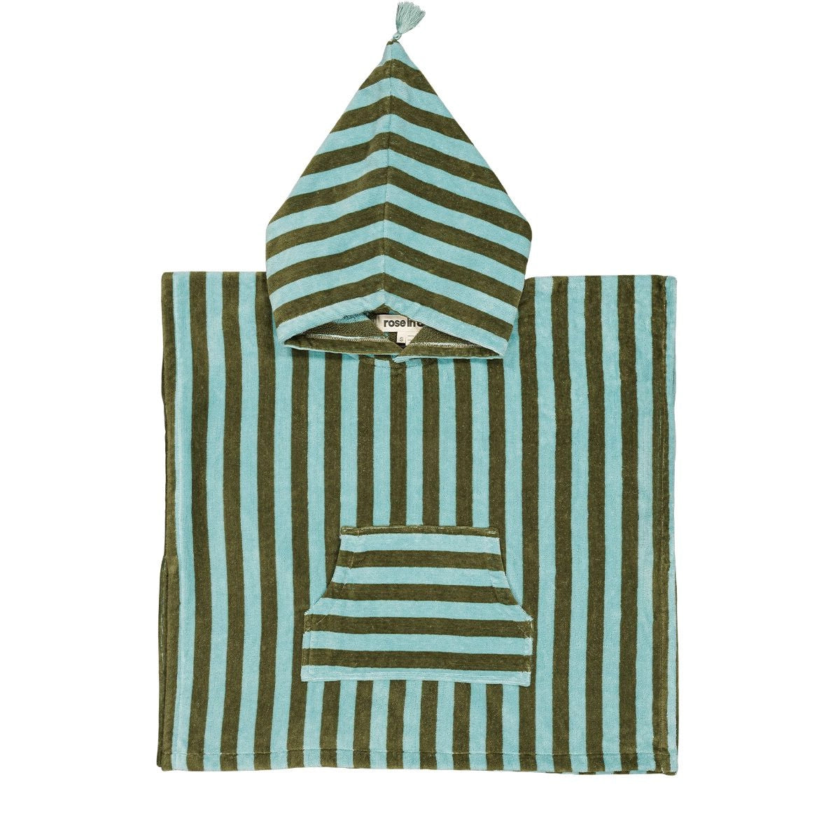 Bath poncho - Suzon Kaki / Blue Stripes