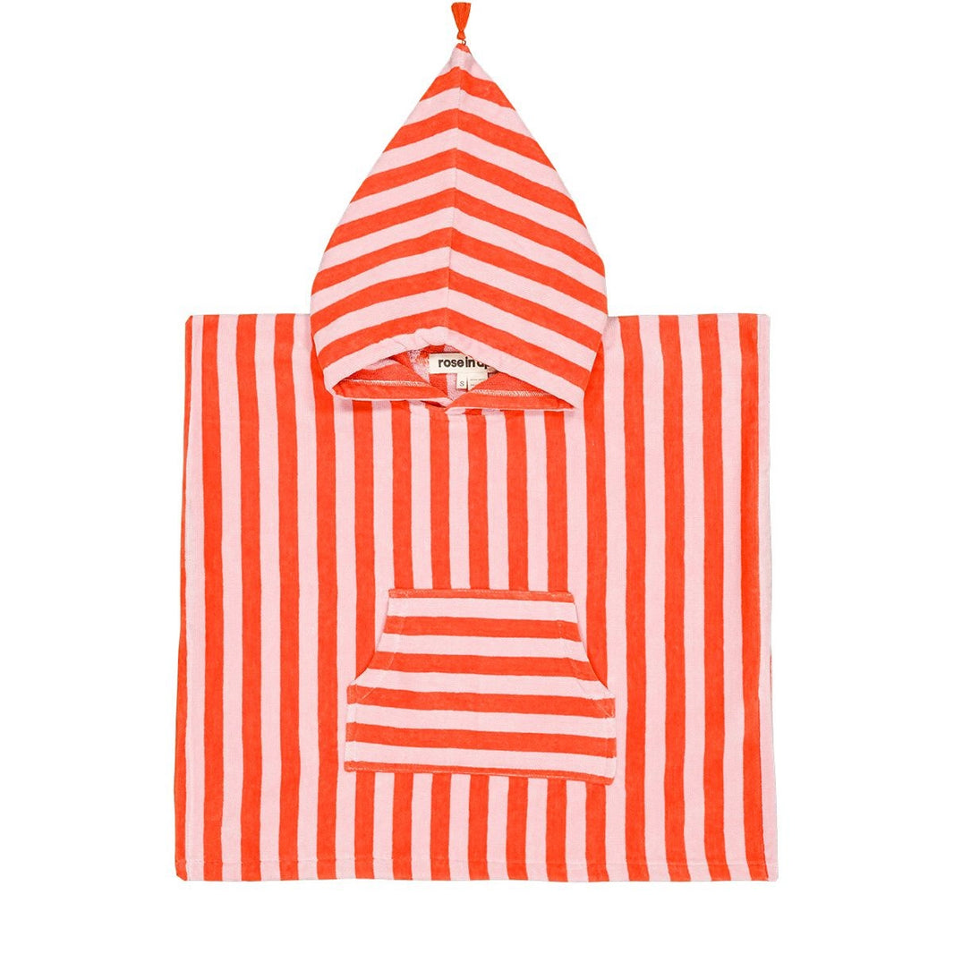 Poncho de bain - Suzon Rayures Pink / Tomato