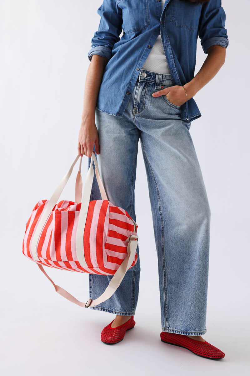 Sac à langer - Raphael Rayures Candy pink / Rouge