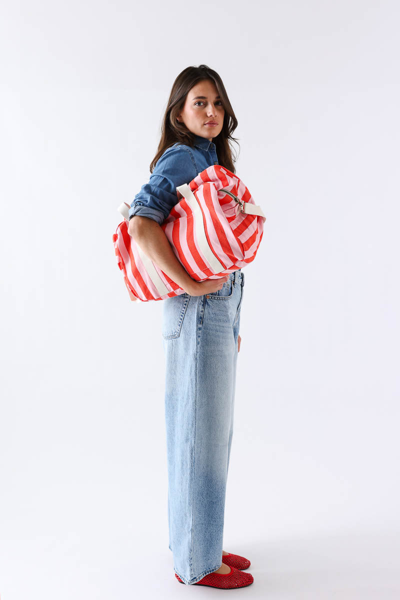 Sac à langer - Raphael Rayures Candy pink / Rouge