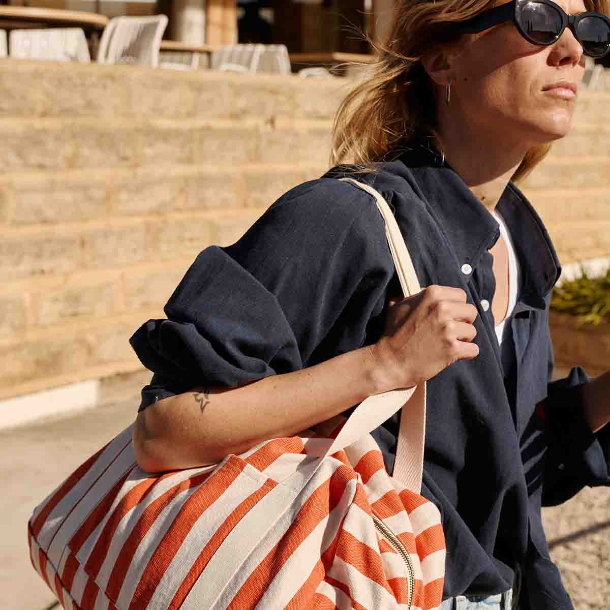 Diaper bag - Raphael Greige / Tomato Stripes