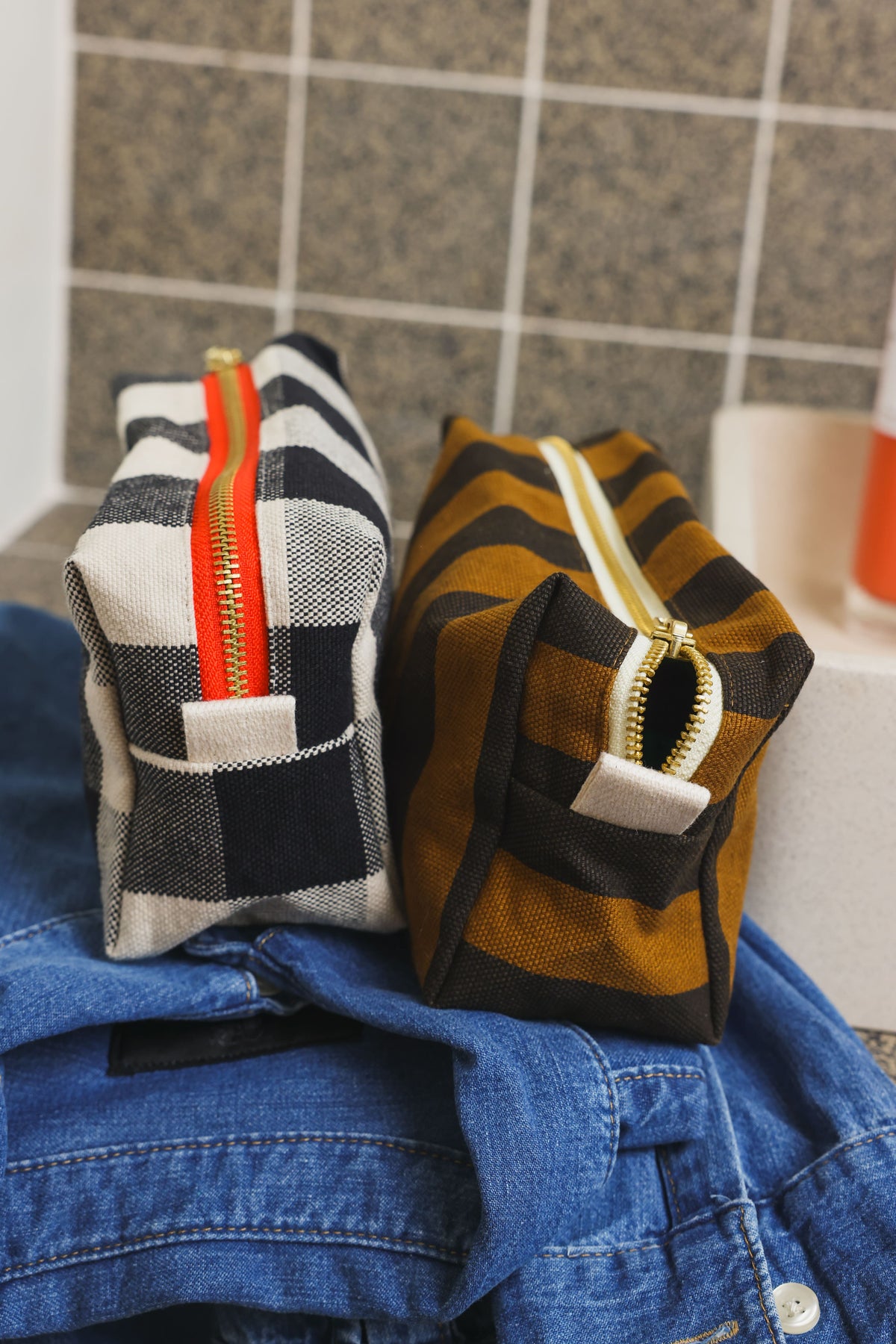Trousse - Desi Big vichy Greige