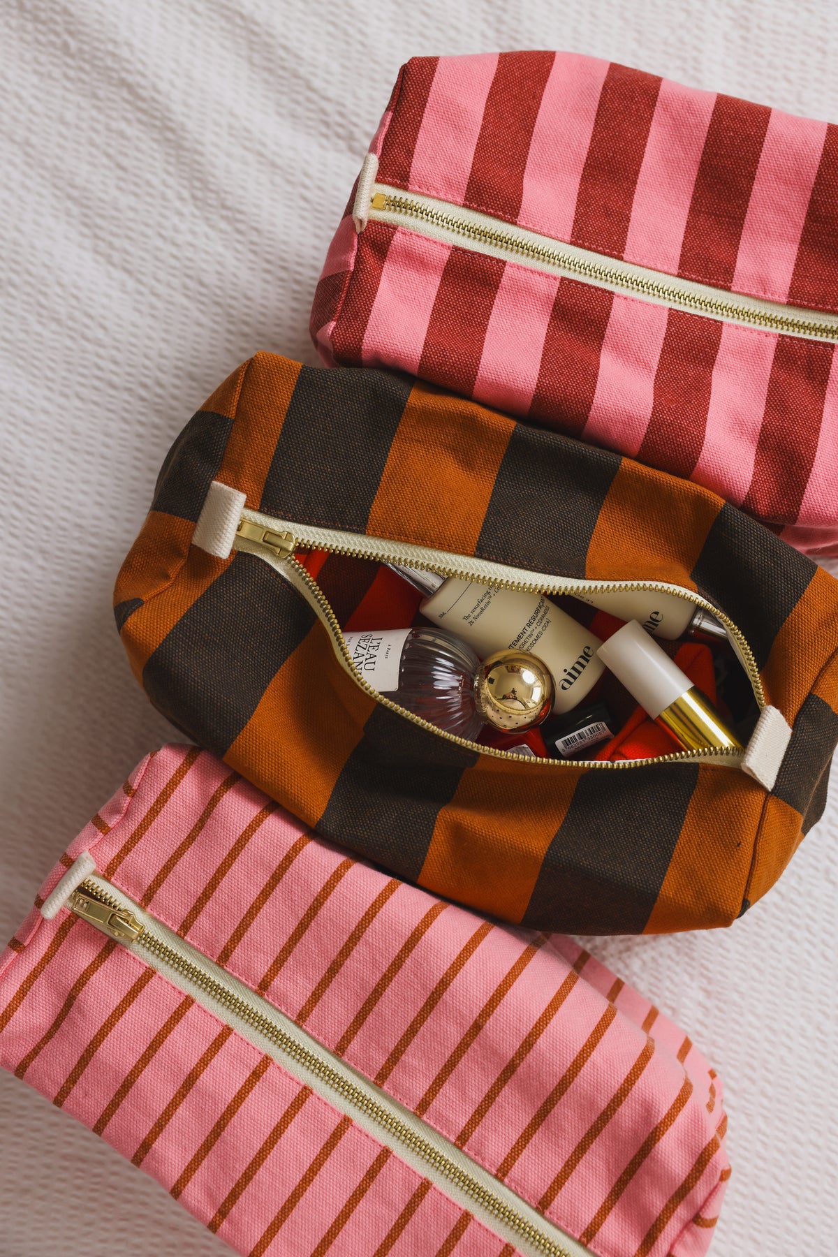 Wash bag - Vic Big stripes Night / Pecan