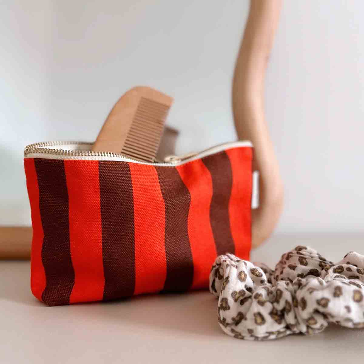 Pouch - Sofia Stripes Brown / Red