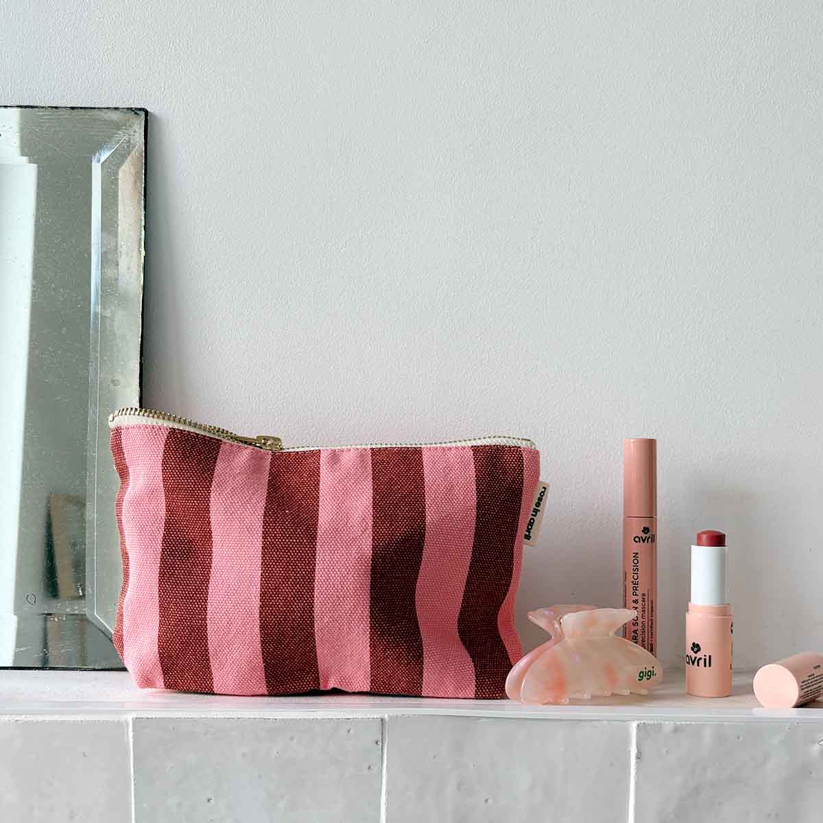 Trousse - Sofia Rayures Brick / Pink