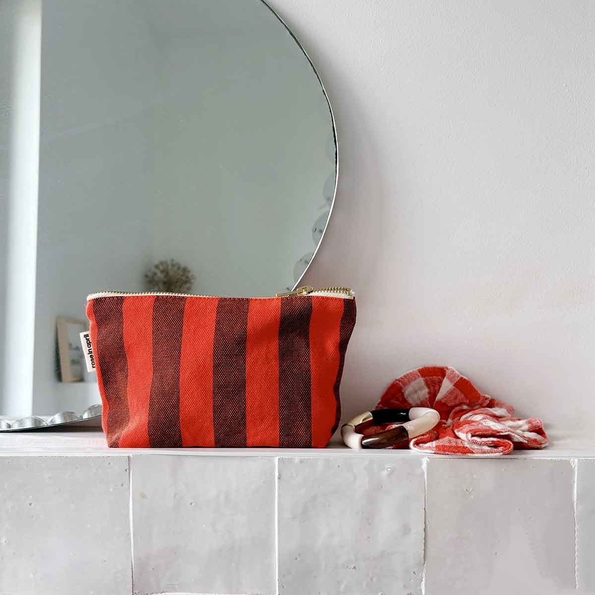 Pouch - Sofia Stripes Brown / Red