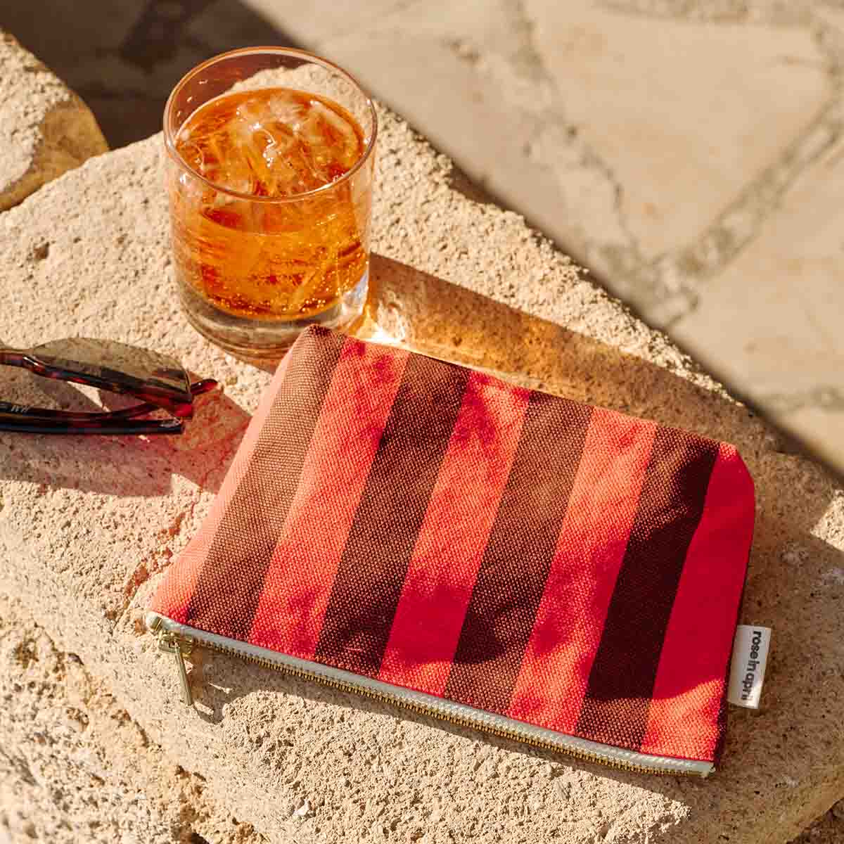 Pouch - Sofia Stripes Brown / Red