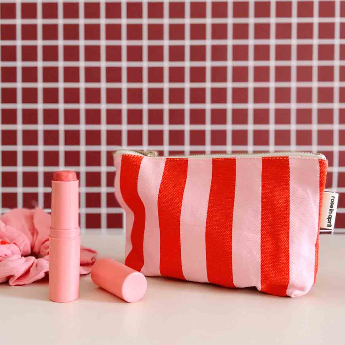 Trousse - Sofia Rayures Candy pink / Rouge