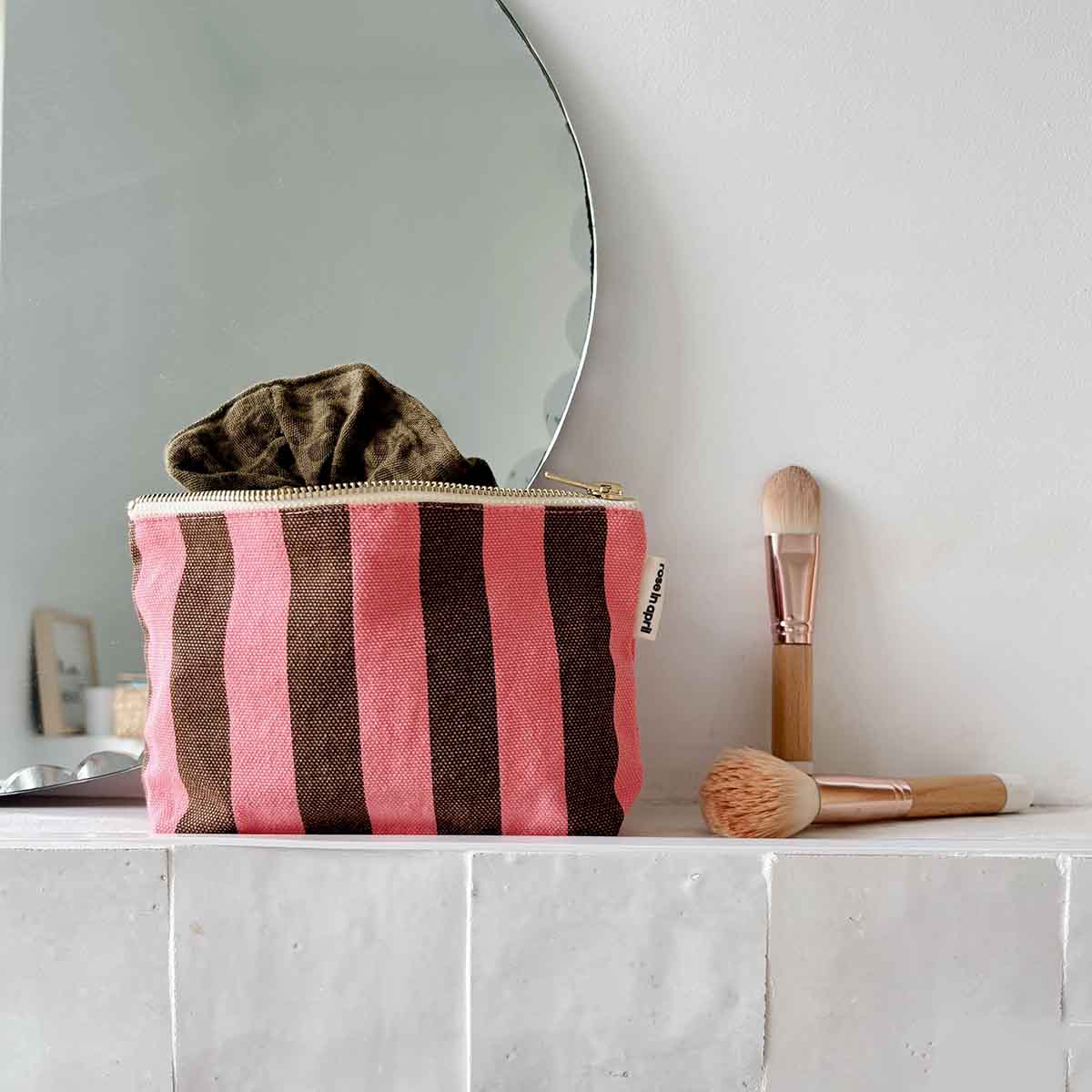 Trousse - Sofia Rayures Funky pink / Olive