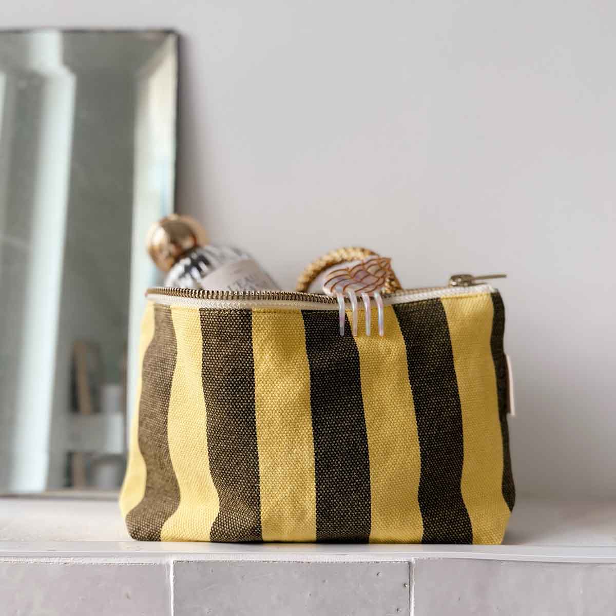 Trousse - Sofia Rayures Olive / Lemon