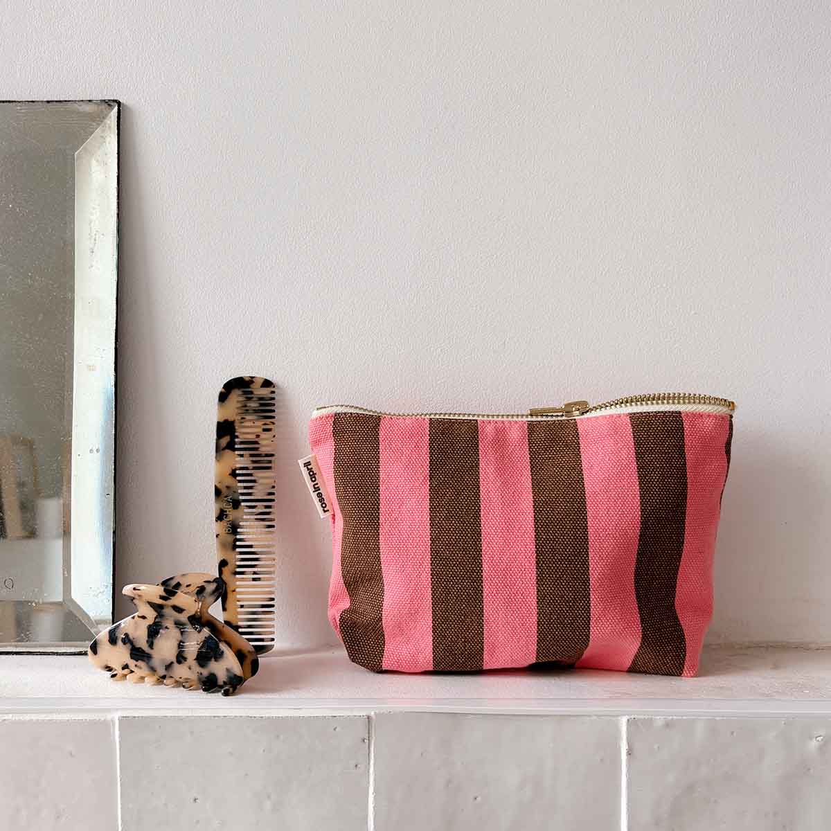 Trousse - Sofia Rayures Funky pink / Olive