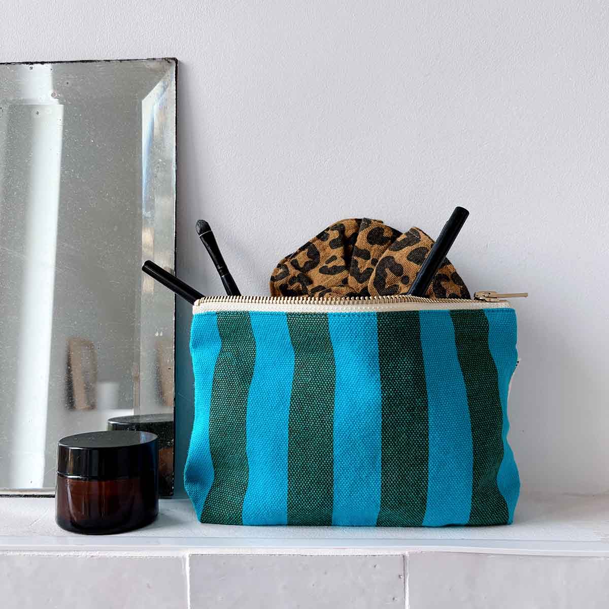 Trousse - Sofia Rayures Turquoise / Olive