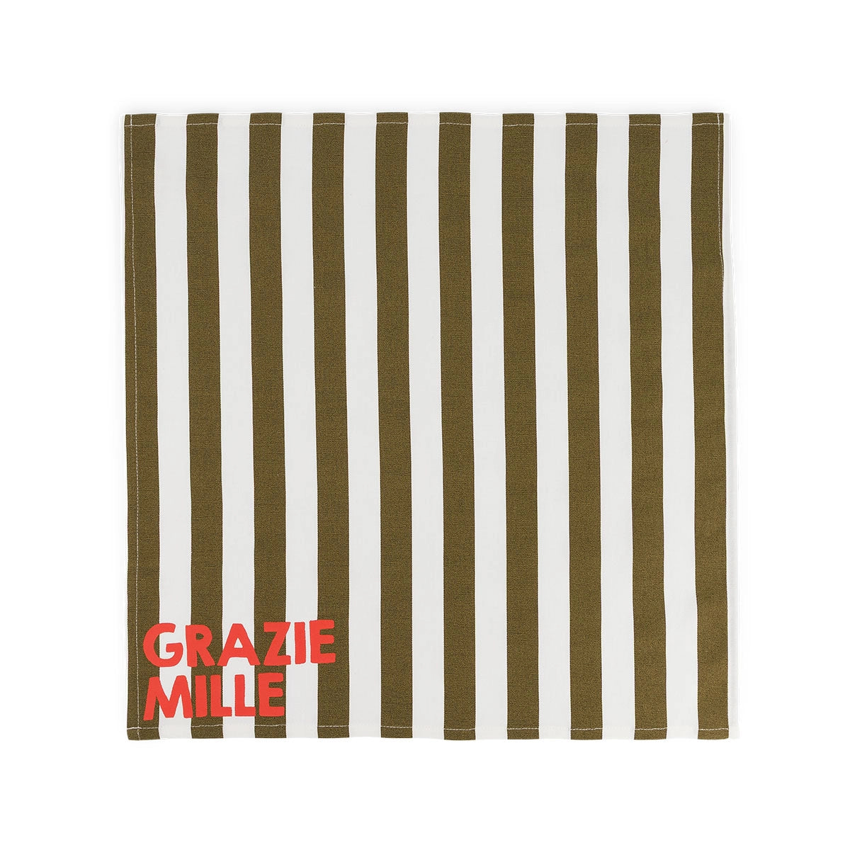 Lot de 2 serviettes - Josephine Rayures Olive Grazie mille