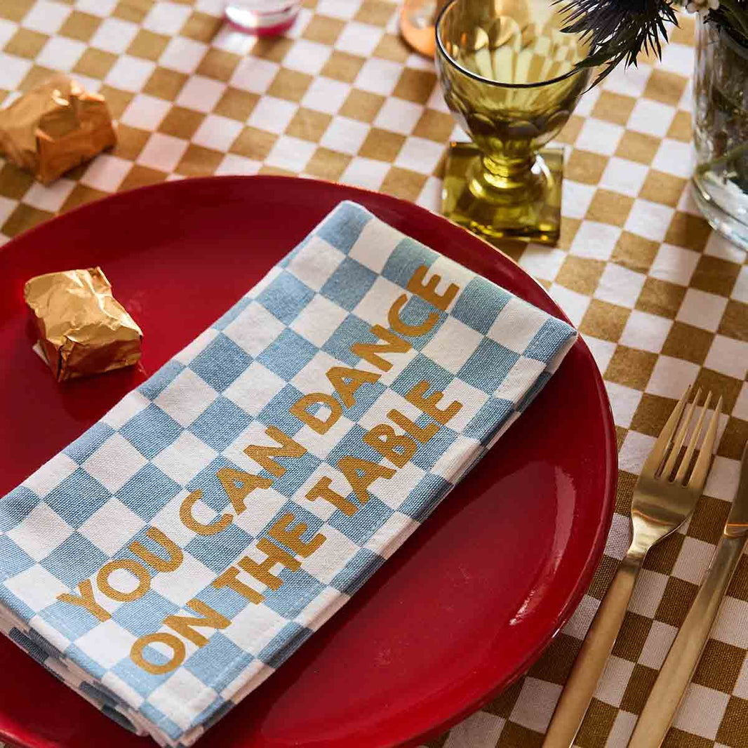 Lot de 2 serviettes - Josephine Damier Bleu You can dance on the table