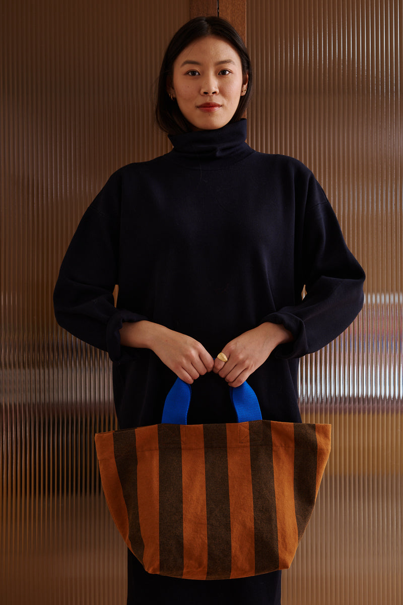 Tote bag - Tina Big stripes Night / Pecan