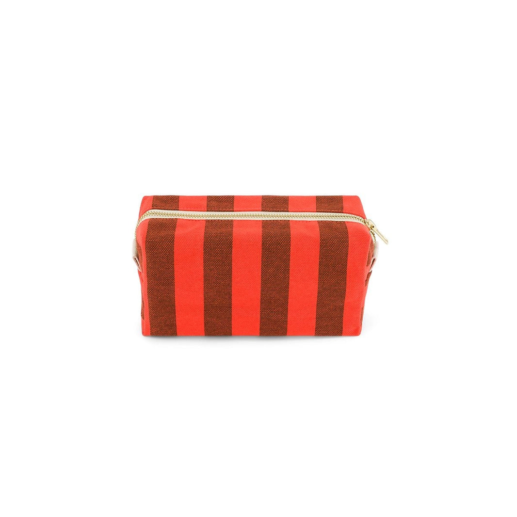 Wash bag - Desi Stripes Brown / Tomato