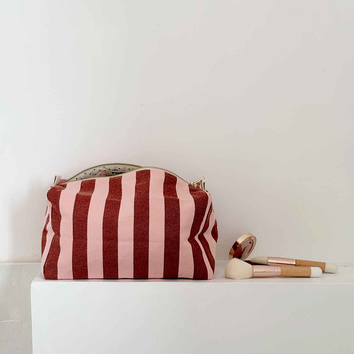 Trousse de toilette - Vic Rayures Brick / Chamallow
